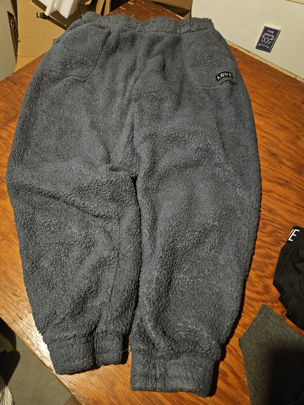 Womens Love Charcoal Gray Sherpa Joggers